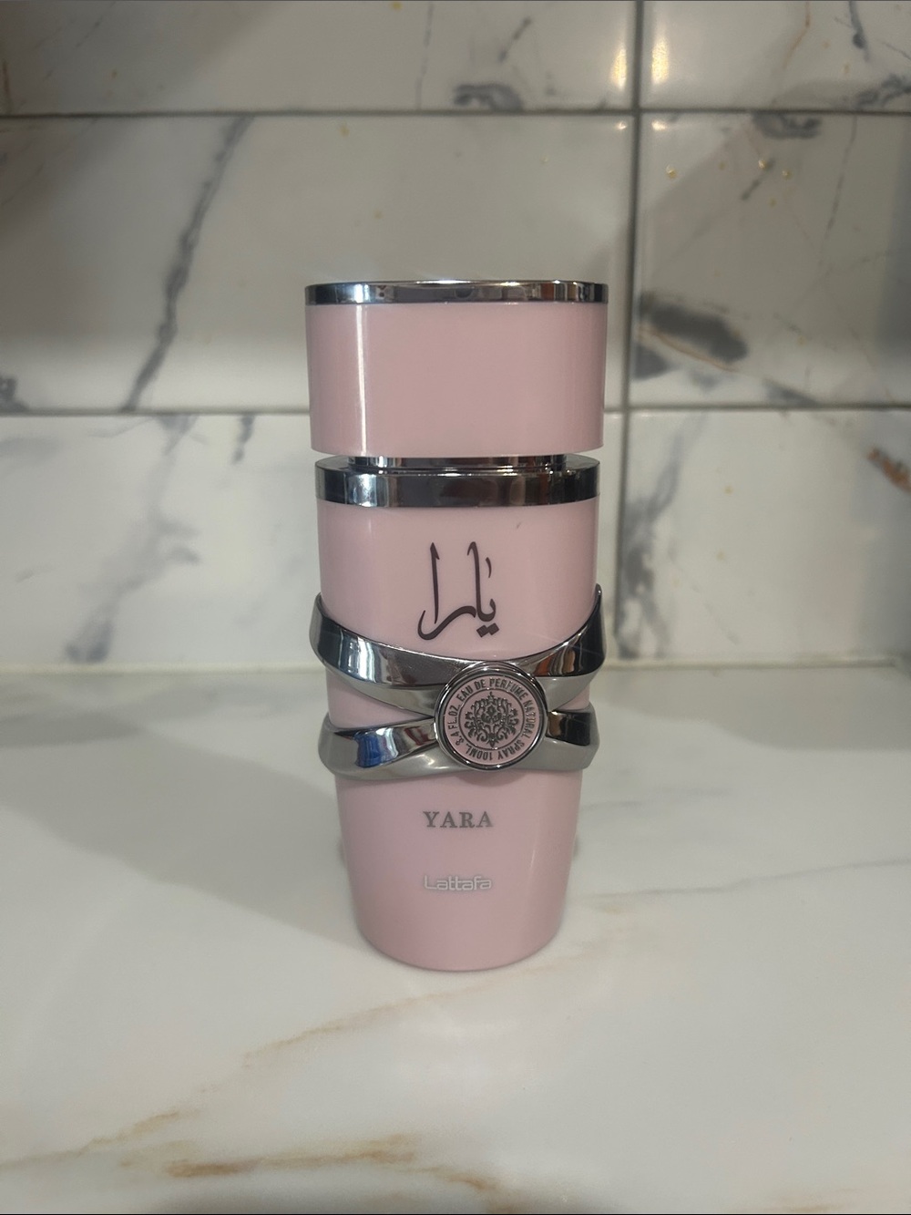 L'Attar Yara Women's Perfume in Pink with Silver Accents
